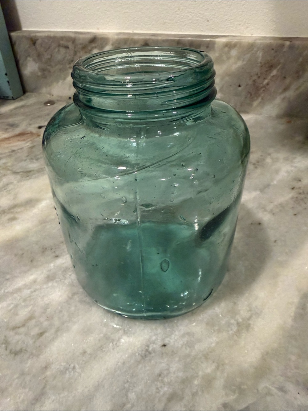 Vintage Aqua Glass Jar Vase - Home Accents